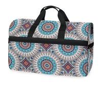 Borsone da viaggio con motivo floreale indiano, senza cuciture, per uomini, donne, ragazzi, ragazze, adolescenti, borsa sportiva oversize con scomparto per scarpe durante la notte, fine settimana,