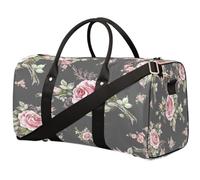 Borsone da viaggio con motivo floreale rosa rosa, borsa da palestra con motivo retrò, borsa da palestra, borsa pieghevole per la notte, borsa da viaggio per donne e uomini, Rosa Rosa Fiore Floreale,