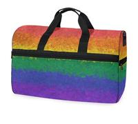 Borsone da viaggio con motivo geometrico arcobaleno, per uomini, donne, ragazzi, ragazze, adolescenti, borsa da palestra oversize con scomparto per scarpe, per la notte, il fine settimana, yoga,