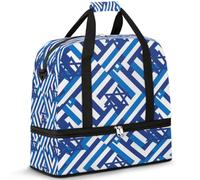 Borsone da viaggio con motivo geometrico per donne e uomini, borse per la notte per il fine settimana, pieghevole, separato da bagnato, 47 l, per sport, palestra, yoga, Colore, 47 L, Organizer per