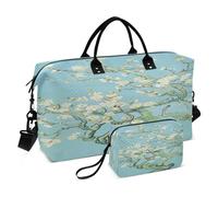 Borsone da viaggio con motivo ramo di fiori di Van Gogh, con borsa da toilette e tracolla regolabile, per viaggi, palestra, yoga, fine settimana, Multicolore, Taglia unica, Beauty case