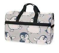 Borsone da viaggio con motivo senza cuciture con simpatici pinguini, per uomini, donne, ragazzi, ragazze, adolescenti, borsa da palestra oversize con scomparto per scarpe durante la notte, fine