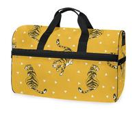 Borsone da viaggio con motivo senza cuciture con tigri, per uomini, donne, ragazzi, ragazze, adolescenti, borsa da palestra oversize con scomparto per scarpe, per la notte, il fine settimana, yoga,