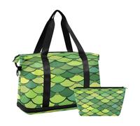 Borsone da viaggio con motivo squame di drago verde, impermeabile, borsa da palestra e sport, borsa da viaggio con scomparto, Bilance di drago verde, Taglia unica, Borsone da viaggio