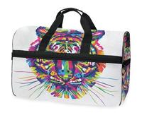Borsone da viaggio con motivo tigre arcobaleno, per uomini, donne, ragazzi, ragazze, adolescenti, borsa sportiva oversize con scomparto per scarpe, per la notte, il fine settimana, yoga, allenamento,