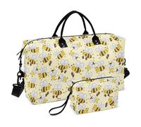 Borsone da viaggio con motivo vettoriale ape felice buona fortuna borsone da viaggio per il fine settimana borsa sportiva da palestra con cinghia regolabile per trekking impermeabile