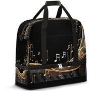 Borsone da viaggio con musica astratta per donne e uomini, note musicali, pieghevole, per sport, palestra, fine settimana, pernottamento, borsa da cabina con scomparto per scarpe, Multicolore