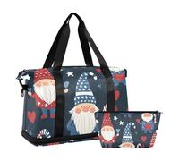 Borsone da viaggio con nani di San Valentino, rosso e blu, borsa da viaggio con tracolla regolabile per trekking, grande capacità, Nani di San Valentino rossi e blu, 1 size