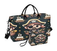 Borsone da viaggio, con navi pirata, borsa da palestra con borsa portaoggetti, borsa per la notte, per uomini e donne, viaggi, sport, yoga, Multicolore, Taglia unica