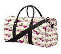 Borsone da viaggio con note musicali, borsa da palestra con cuore innamorato, borsa da palestra pieghevole, borsa per la notte, borsa da viaggio per donne e uomini, Nota musicale, 17.4(L) x 8.3(W) x