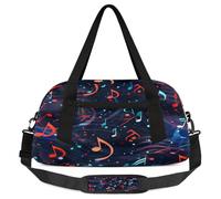 Borsone da viaggio, con note musicali colorate, grande capacità, borsa da palestra, borsa da notte per donne e uomini, elementi essenziali da viaggio, Nota musicale colorata., Misura unica, Bagaglio a