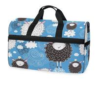 Borsone da viaggio con nuvole di pecora su sfondo blu, per uomini, donne, ragazzi, ragazze, adolescenti, borsa da palestra oversize con scomparto per scarpe, per la notte, il fine settimana, yoga,