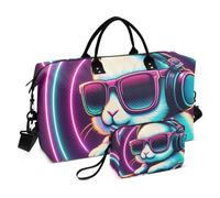 Borsone da viaggio, con occhiali da sole a forma di coniglio, con luce al neon colorata, borsa da palestra con borsa portaoggetti, borsa per la notte, per uomini e donne, viaggi, sport, yoga,