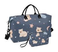 Borsone da viaggio con orsetti celesti stellati, borsa da palestra con borsa portaoggetti, borsa per la notte, per uomini e donne, viaggi, sport, yoga, Multicolore, Taglia unica