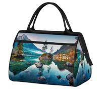 Borsone da viaggio con paesaggio delle Alpi del mattino sul lago, per donne, uomini, bambini, ragazze, paesaggio, fine settimana, pernottamento, borsone da 24 l, borsa da cabina per sport, palestra,