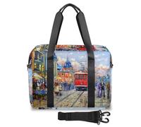 Borsone da viaggio con paesaggio stradale dipinto a olio per donne, uomini, ragazze e ragazzi, borsa da viaggio per il fine settimana da 32 l, borsa grande da cabina per viaggi, sport, palestra,