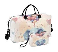 Borsone da viaggio, con palloncini a forma di cuore, elefante, borsa da palestra con borsa portaoggetti, borsa per la notte, per uomini e donne, viaggi, sport, yoga, Multicolore, Taglia unica