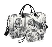 Borsone da viaggio, con palma tigre, borsa da palestra con borsa portaoggetti, borsa per la notte, per uomini e donne, viaggi, sport, yoga, Multicolore, Taglia unica