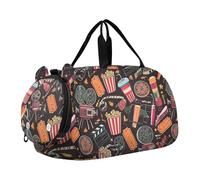 Borsone da viaggio con panda e avocado carino per ragazzi durante la notte Weekender borsone da ragazza borsone da viaggio borsa sportiva da ballo, Popcorn Notte Film Classico Nero, classico