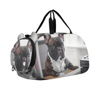 Borsone da viaggio con panda e avocado carino per ragazzi durante la notte Weekender borsone da ragazza borsone da viaggio borsa sportiva da ballo, divertente, francese, bulldog, lavorando, 1