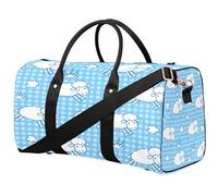 Borsone da viaggio con pecore di agnello, borsa da palestra a quadri blu, borsa da palestra, borsa pieghevole per la notte, borsa da viaggio per donne e uomini, Carino agnello pecora, 17.4(L) x 8.3(W)