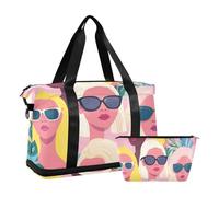 Borsone da viaggio con personaggi alla moda di colore dei cartoni animati borsa da viaggio con borsa da toilette per palestra pieghevole, Caratteri di moda a colori, 1 size