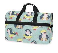Borsone da viaggio con pinguini in stile cartone animato, per uomini, donne, ragazzi, ragazze, adolescenti, borsa da palestra oversize con scomparto per scarpe durante la notte, fine settimana, yoga,