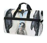 Borsone da viaggio con pinguini, per uomini, donne, ragazzi, ragazze, adolescenti, borsa sportiva oversize con scomparto per scarpe, per la notte, il fine settimana, yoga, allenamento, borsa da