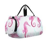 Borsone da viaggio con pinguini, stelle, nuvola nera, scura, per ragazzi durante la notte, weekender, borsone da viaggio per bambini, rosa Cavalluccio marino Pianta acquatica bianco, classico