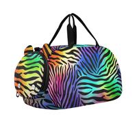 Borsone da viaggio con pinguini, stelle, nuvola nera, scura, per ragazzi durante la notte, weekender, borsone da viaggio per bambini, Luce zebra colorata arcobaleno, classico