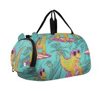 Borsone da viaggio con pinguini, stelle, nuvola nera, scura, per ragazzi durante la notte, weekender, borsone da viaggio per bambini, Dinosauro del fumetto Surf divertente, classico