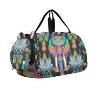 Borsone da viaggio con pinguini, stelle, nuvola nera, scura, per ragazzi durante la notte, weekender, borsone da viaggio per bambini, Elefante ornato intricato colorato, classico