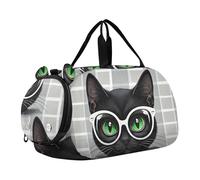 Borsone da viaggio con pinguini, stelle, nuvola nera, scura, per ragazzi durante la notte, weekender, borsone da viaggio per bambini, Cute Black Cat Bianco grigio, classico