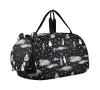 Borsone da viaggio con pinguini, stelle, nuvola nera, scura, per ragazzi durante la notte, weekender, borsone da viaggio per bambini, Pinguini Stelle Nuvola nera scura, classico