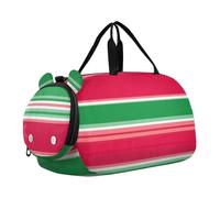 Borsone da viaggio con pinguini, stelle, nuvola nera, scura, per ragazzi durante la notte, weekender, borsone da viaggio per bambini, Strisce orizzontali alternate rosse, classico