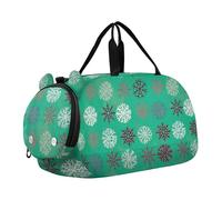 Borsone da viaggio con pinguini, stelle, nuvola nera, scura, per ragazzi durante la notte, weekender, borsone da viaggio per bambini, Fiocchi di neve Inverno Verde, classico