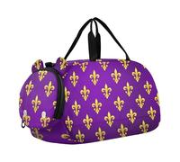 Borsone da viaggio con pinguini, stelle, nuvola nera, scura, per ragazzi durante la notte, weekender, borsone da viaggio per bambini, Fleur De Lis oro viola, classico