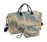 Borsone da viaggio con poesia paesaggistica, borsone per weekender/pernottamento borsone sportivo da palestra con borsa da toilette per trekking pieghevole