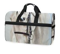 Borsone da viaggio con pony con cavallo bianco, per uomini, donne, ragazzi, ragazze, adolescenti, borsa da palestra oversize con scomparto per scarpe, per la notte, il fine settimana, yoga,
