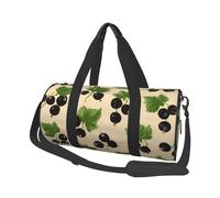 Borsone da viaggio con ribes nero, con foglie verdi, borsa da palestra per uomini e donne, borsone sportivo, bagaglio a mano per viaggi di fine settimana, lavoro, campeggio