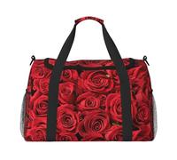 Borsone da viaggio con rose rosse, borsa per il fine settimana, borsa a mano, per allenamento, sport, ospedale