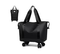 Borsone da viaggio con ruote, ruote rimovibili per un facile trasporto, design spazioso, ideale per palestra, militari e viaggi avventurosi, Nero