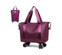 Borsone da viaggio con ruote, ruote rimovibili per un facile trasporto, design spazioso, ideale per palestra, militari e viaggi avventurosi, Viola scuro