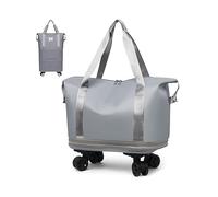 Borsone da viaggio con ruote, ruote rimovibili per un facile trasporto, design spazioso, ideale per palestra, militari e viaggi avventurosi, Grigio