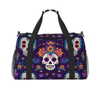 Borsone da viaggio con scheletro messicano con teschio, borsa da palestra per la notte e il weekender, per uomini e donne, leggero, bagaglio a mano per allenamento e vacanze