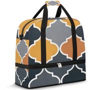 Borsone da viaggio con scomparto per scarpe e custodia per trolley, arte geometrica moderna, borsa da palestra, pieghevole, per donne e uomini, Nero