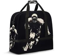 Borsone da viaggio con scomparto per scarpe e custodia trolley, borsa da rugby, sport, palestra, borsa pieghevole per il fine settimana, per donne e uomini, Nero