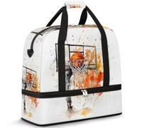Borsone da viaggio con scomparto per scarpe e custodia trolley, borsa da rugby, sport, palestra, borsa pieghevole per il fine settimana, per donne e uomini, Nero