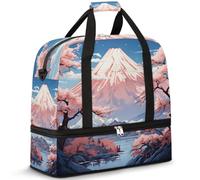 Borsone da viaggio con scomparto per scarpe e custodia trolley Sakura Mount Fuji borsa sportiva da palestra pieghevole per donne e uomini, Nero