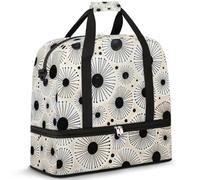 Borsone da viaggio con scomparto per scarpe e trolley linea di maniche con dente di leone, borsa da palestra pieghevole per donne e uomini, Nero